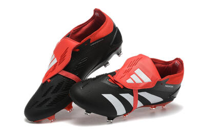 Men's Adidas Predator Elite Foldover Tongue FG Firm Ground Low-Tops Football Boots - Black/White/Red