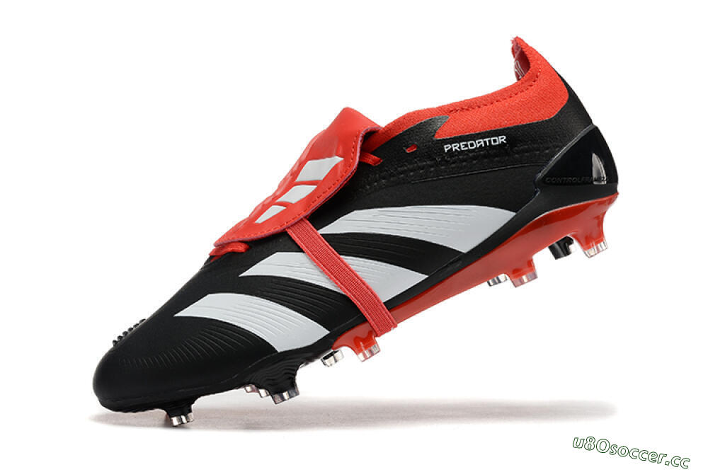 Men's Adidas Predator Elite Foldover Tongue FG Firm Ground Low-Tops Football Boots - Black/White/Red 8