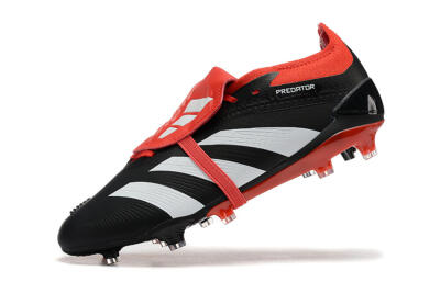 Men's Adidas Predator Elite Foldover Tongue FG Firm Ground Low-Tops Football Boots - Black/White/Red
