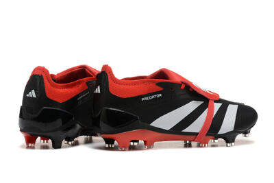 Men's Adidas Predator Elite Foldover Tongue FG Firm Ground Low-Tops Football Boots - Black/White/Red