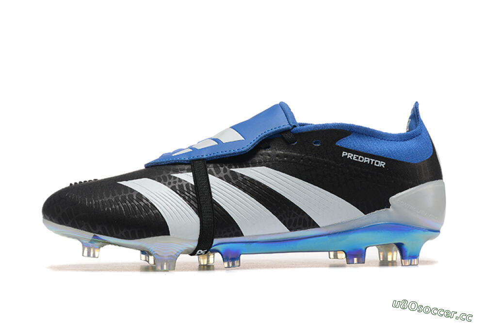 Men's Adidas Predator Elite Foldover Tongue FG Firm Ground Low-Tops Football Boots - Black/White/Blue 0