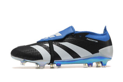 Men's Adidas Predator Elite Foldover Tongue FG Firm Ground Low-Tops Football Boots - Black/White/Blue