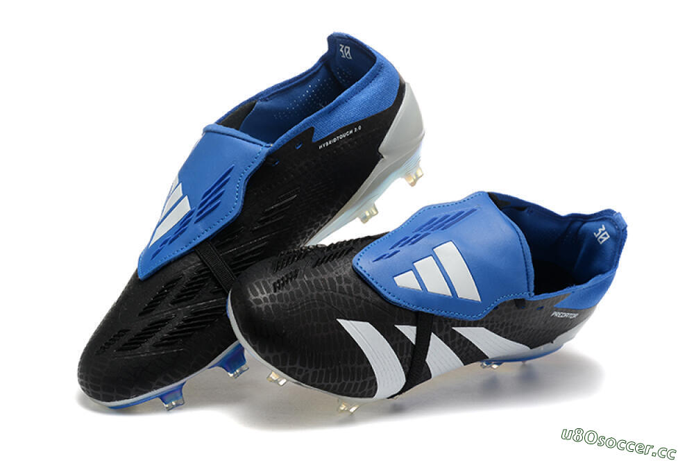 Men's Adidas Predator Elite Foldover Tongue FG Firm Ground Low-Tops Football Boots - Black/White/Blue 6