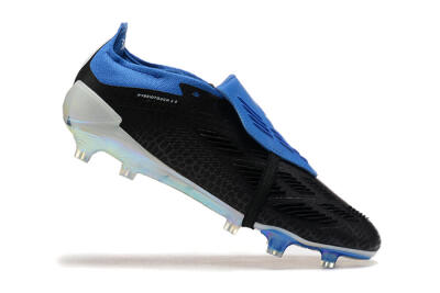 Men's Adidas Predator Elite Foldover Tongue FG Firm Ground Low-Tops Football Boots - Black/White/Blue