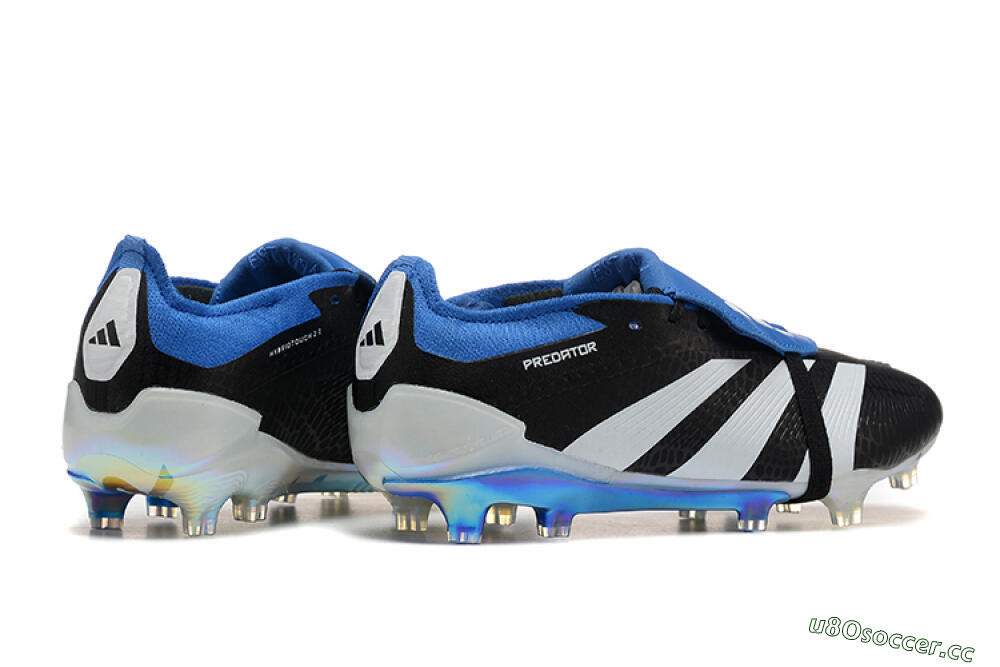 Men's Adidas Predator Elite Foldover Tongue FG Firm Ground Low-Tops Football Boots - Black/White/Blue 9