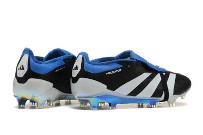 Men's Adidas Predator Elite Foldover Tongue FG Firm Ground Low-Tops Football Boots - Black/White/Blue