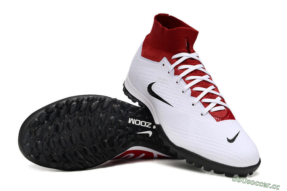 Unisex Nike Air Zoom Mercurial Superfly 9 Elite TF Artificial Turf High-Tops Football Shoes - White/Black/Red 1