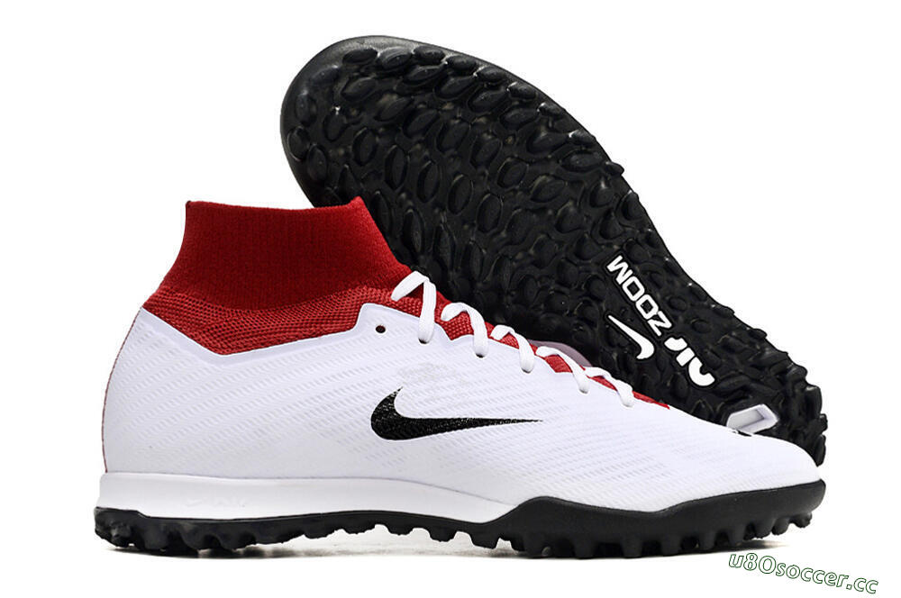 Unisex Nike Air Zoom Mercurial Superfly 9 Elite TF Artificial Turf High-Tops Football Shoes - White/Black/Red 2