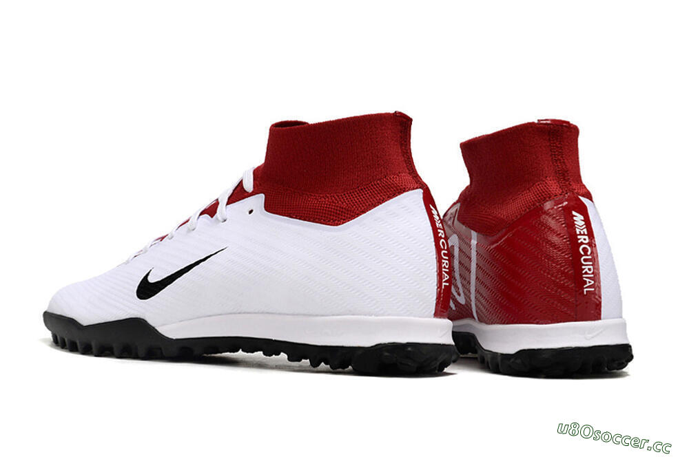 Unisex Nike Air Zoom Mercurial Superfly 9 Elite TF Artificial Turf High-Tops Football Shoes - White/Black/Red 4