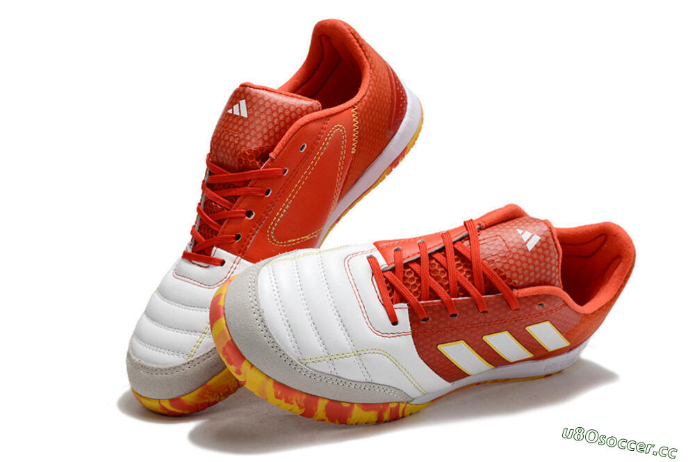 Men's Adidas Top Sala IC Indoor & Futsal Low-Tops Football Shoes - White/Red/Yellow 3