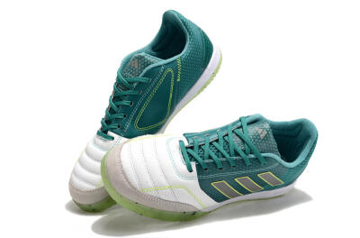 Men's Adidas Top Sala IC Indoor & Futsal Low-Tops Football Shoes - White/Green/Yellow