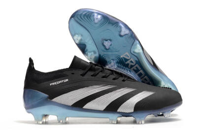 Men's Adidas Predator Accuracy.1 FG Firm Ground Low-Tops Football Boots - Black/Silver/Blue