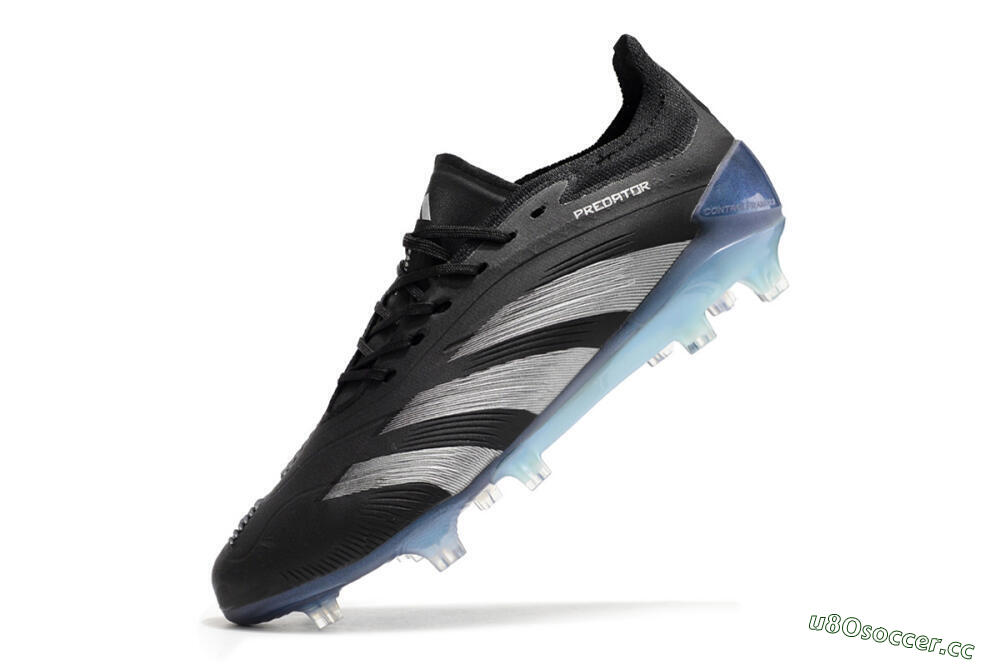 Men's Adidas Predator Accuracy.1 FG Firm Ground Low-Tops Football Boots - Black/Silver/Blue 5