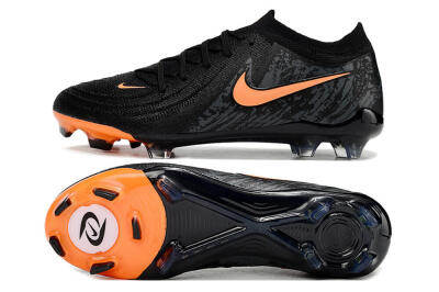 Men's Nike Phantom Luna Elite FG Firm Ground Low-Tops Football Boots - Black/Orange/Grey