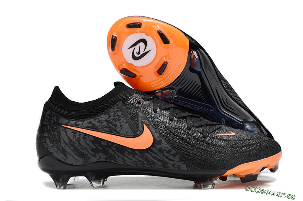 Men's Nike Phantom Luna Elite FG Firm Ground Low-Tops Football Boots - Black/Orange/Grey 2