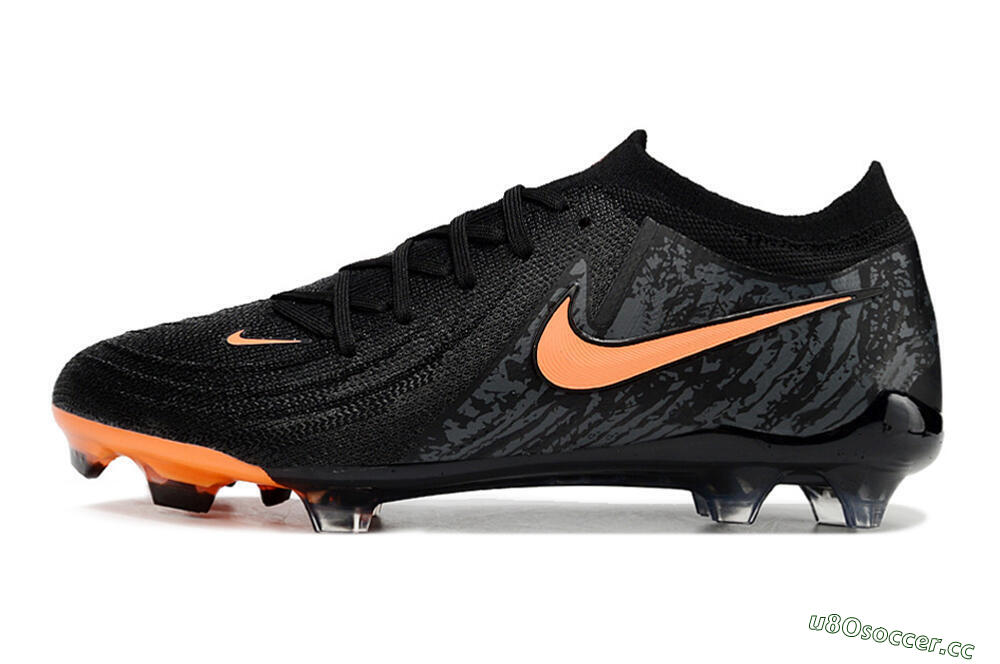 Men's Nike Phantom Luna Elite FG Firm Ground Low-Tops Football Boots - Black/Orange/Grey 0