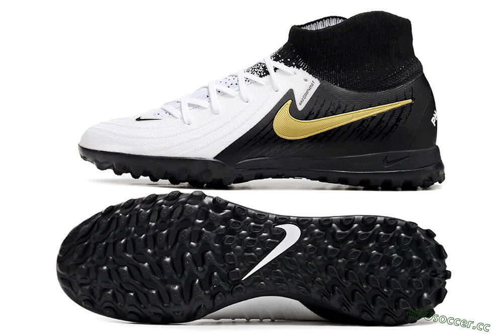Unisex Nike Phantom Luna 2 Elite TF Artificial Turf High-Tops Football Shoes - White/Black/Gold 1