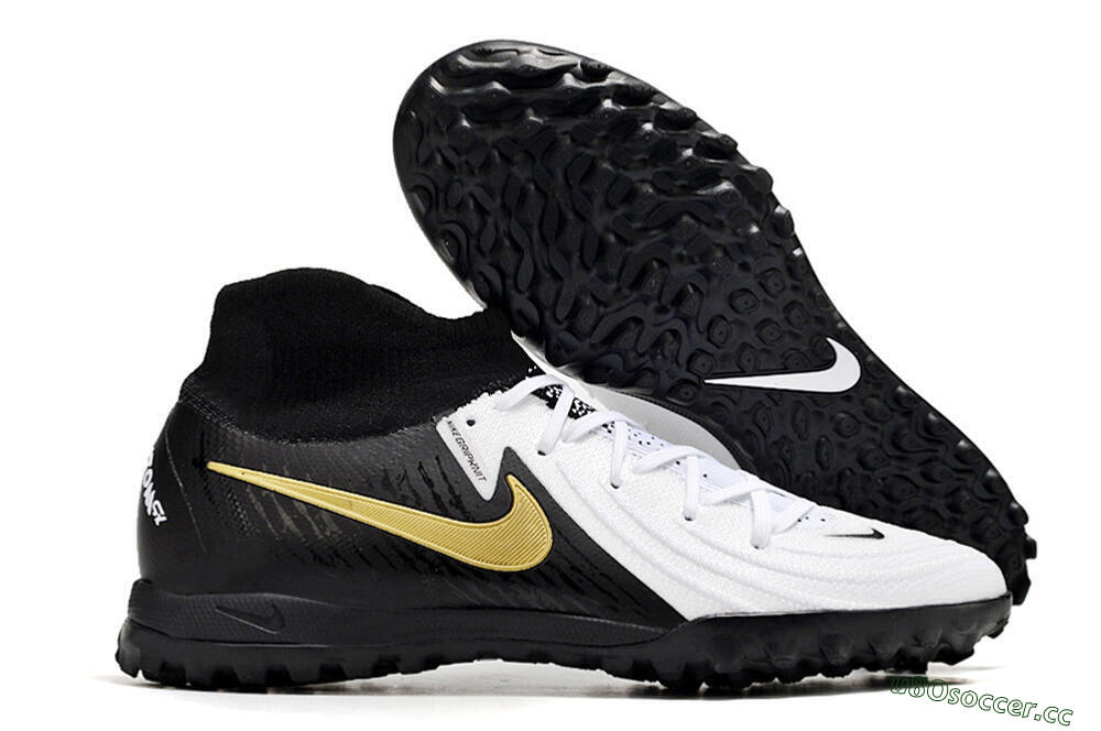 Unisex Nike Phantom Luna 2 Elite TF Artificial Turf High-Tops Football Shoes - White/Black/Gold 2