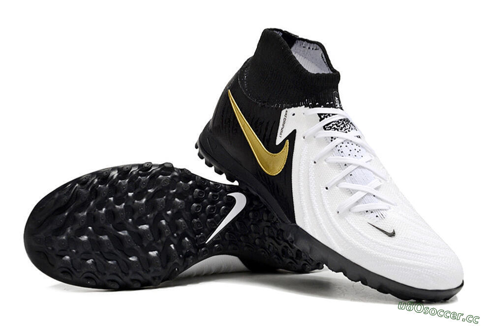 Unisex Nike Phantom Luna 2 Elite TF Artificial Turf High-Tops Football Shoes - White/Black/Gold 3