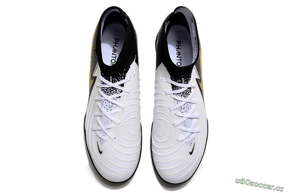 Unisex Nike Phantom Luna 2 Elite TF Artificial Turf High-Tops Football Shoes - White/Black/Gold 4