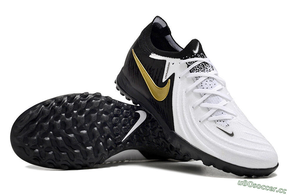 Unisex Nike Phantom Luna Elite TF Artificial Turf Low-Tops Football Shoes - White/Black/Gold 3