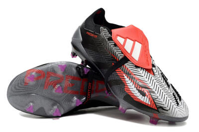 Men's Adidas Predator Elite Foldover Tongue FG Firm Ground Low-Tops Football Boots - Black/White/Red