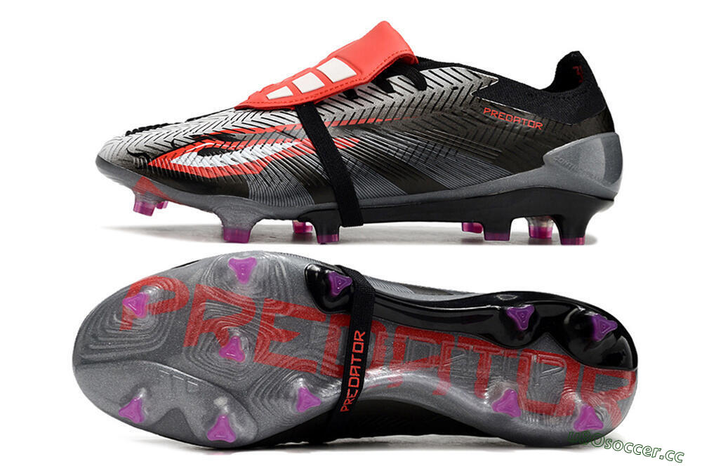 Men's Adidas Predator Elite Foldover Tongue FG Firm Ground Low-Tops Football Boots - Black/White/Red 1