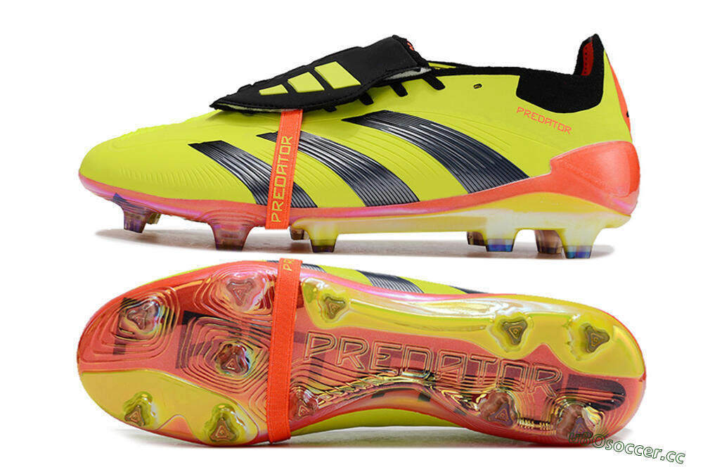 Unisex Adidas Predator Elite Foldover Tongue FG Firm Ground Low-Tops Football Boots - Yellow/Black/Red 1