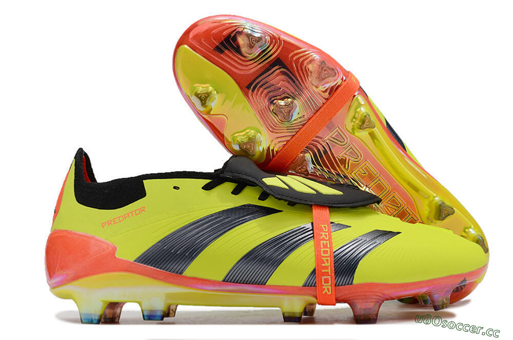 Unisex Adidas Predator Elite Foldover Tongue FG Firm Ground Low-Tops Football Boots - Yellow/Black/Red 2