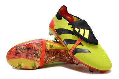 Unisex Adidas Predator Elite Foldover Tongue FG Firm Ground Low-Tops Football Boots - Yellow/Black/Red
