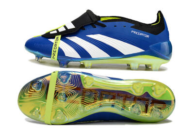 Unisex Adidas Predator Elite Foldover Tongue FG Firm Ground Low-Tops Football Boots - Blue/White/Black