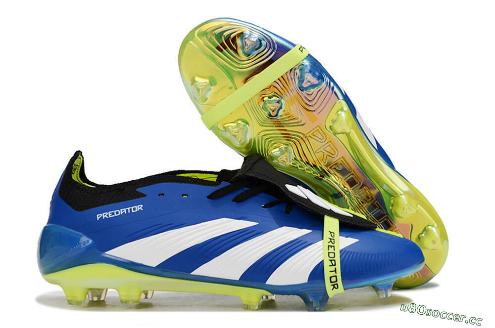 Unisex Adidas Predator Elite Foldover Tongue FG Firm Ground Low-Tops Football Boots - Blue/White/Black 2