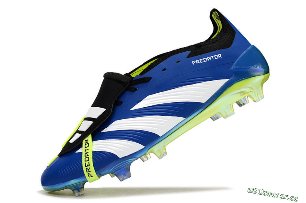 Unisex Adidas Predator Elite Foldover Tongue FG Firm Ground Low-Tops Football Boots - Blue/White/Black 5