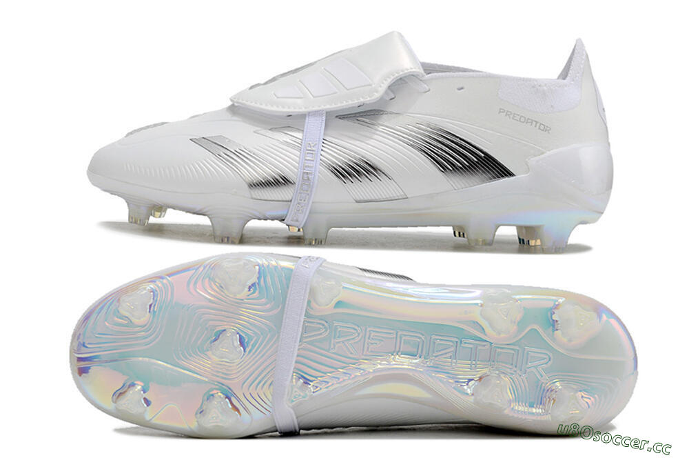 Unisex Adidas Predator Elite Foldover Tongue FG Firm Ground Low-Tops Football Boots - Beige/White/Silver 1