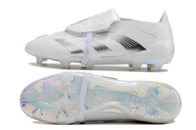 Unisex Adidas Predator Elite Foldover Tongue FG Firm Ground Low-Tops Football Boots - Beige/White/Silver