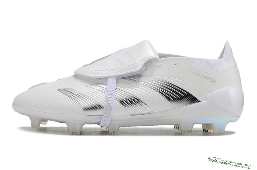 Unisex Adidas Predator Elite Foldover Tongue FG Firm Ground Low-Tops Football Boots - Beige/White/Silver 0