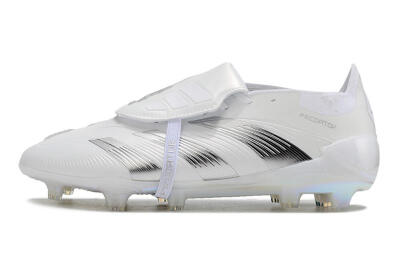Unisex Adidas Predator Elite Foldover Tongue FG Firm Ground Low-Tops Football Boots - Beige/White/Silver