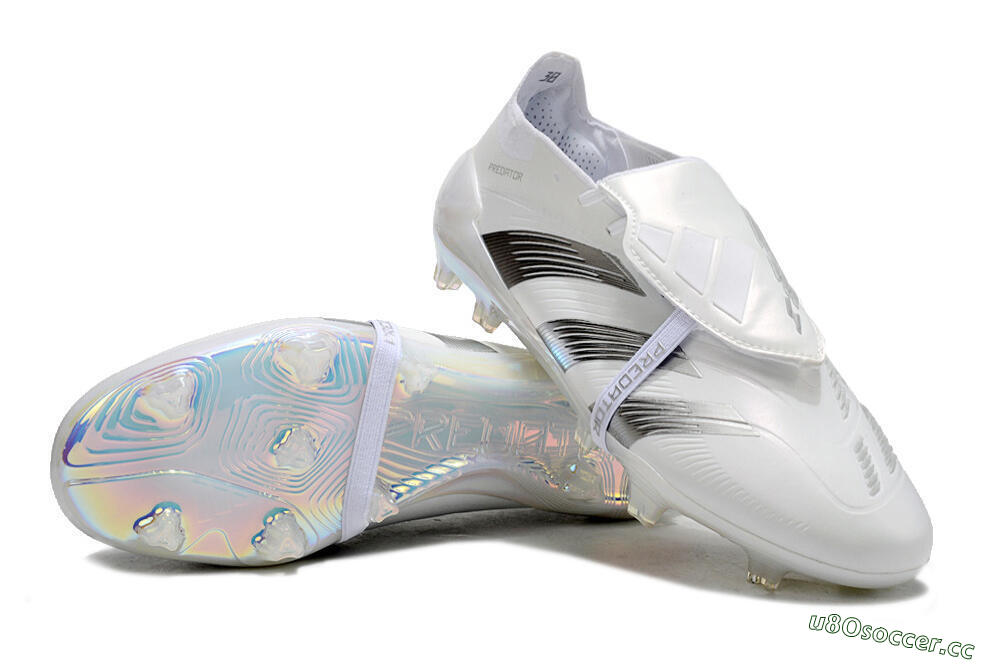 Unisex Adidas Predator Elite Foldover Tongue FG Firm Ground Low-Tops Football Boots - Beige/White/Silver 3