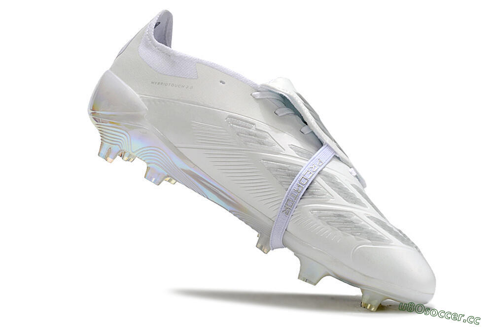 Unisex Adidas Predator Elite Foldover Tongue FG Firm Ground Low-Tops Football Boots - Beige/White/Silver 4