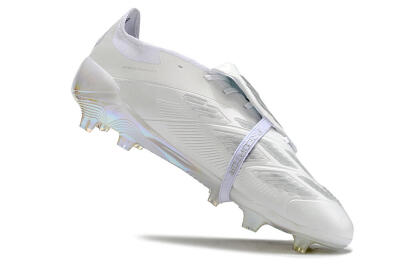 Unisex Adidas Predator Elite Foldover Tongue FG Firm Ground Low-Tops Football Boots - Beige/White/Silver