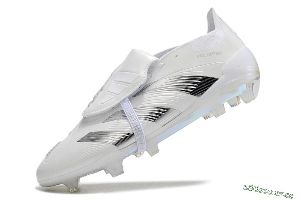 Unisex Adidas Predator Elite Foldover Tongue FG Firm Ground Low-Tops Football Boots - Beige/White/Silver 5