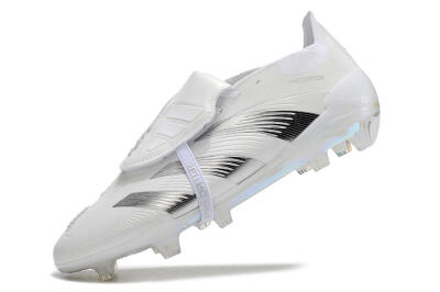 Unisex Adidas Predator Elite Foldover Tongue FG Firm Ground Low-Tops Football Boots - Beige/White/Silver