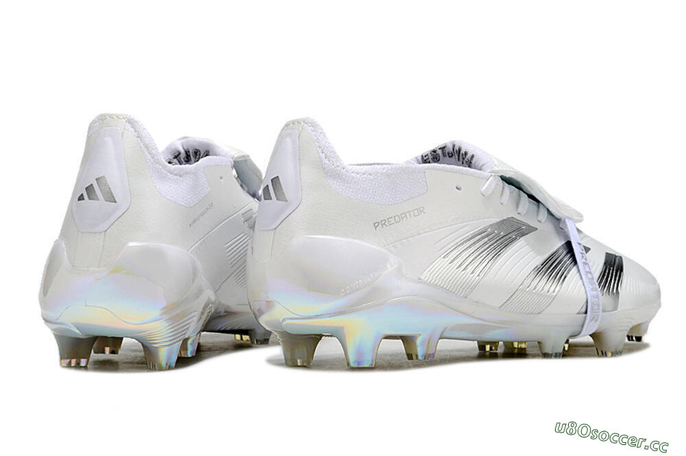 Unisex Adidas Predator Elite Foldover Tongue FG Firm Ground Low-Tops Football Boots - Beige/White/Silver 6