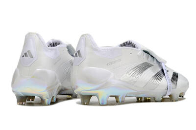 Unisex Adidas Predator Elite Foldover Tongue FG Firm Ground Low-Tops Football Boots - Beige/White/Silver