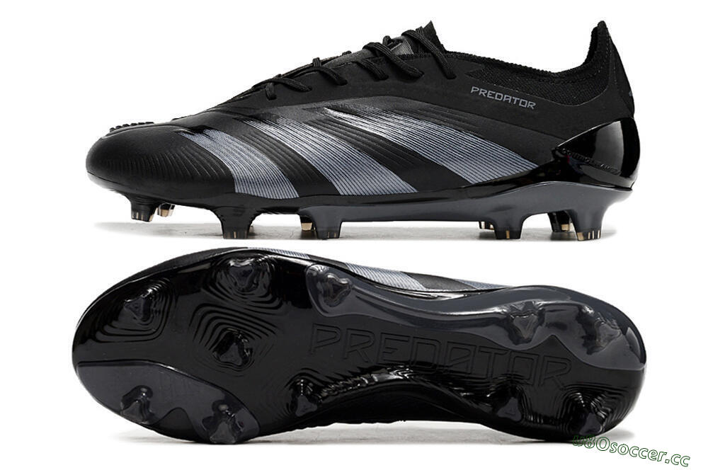 Men's Adidas Predator Elite FG Firm Ground Low-Tops Football Boots - Black/Silver 1