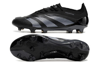 Men's Adidas Predator Elite FG Firm Ground Low-Tops Football Boots - Black/Silver