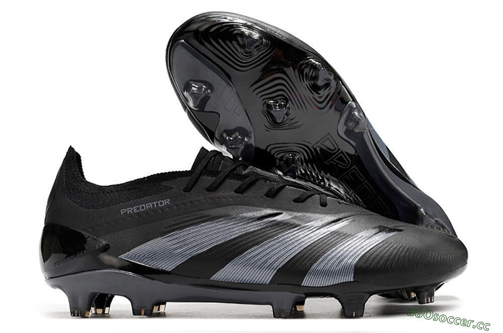 Men's Adidas Predator Elite FG Firm Ground Low-Tops Football Boots - Black/Silver 2
