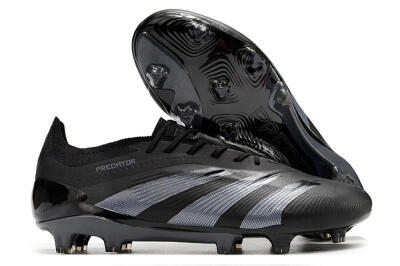 Men's Adidas Predator Elite FG Firm Ground Low-Tops Football Boots - Black/Silver