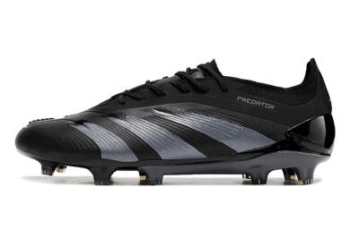 Men's Adidas Predator Elite FG Firm Ground Low-Tops Football Boots - Black/Silver