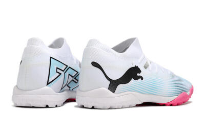 Men's Puma Future Ultimate TF Artificial Turf High-Tops Football Shoes - White/Black/Blue/Pink